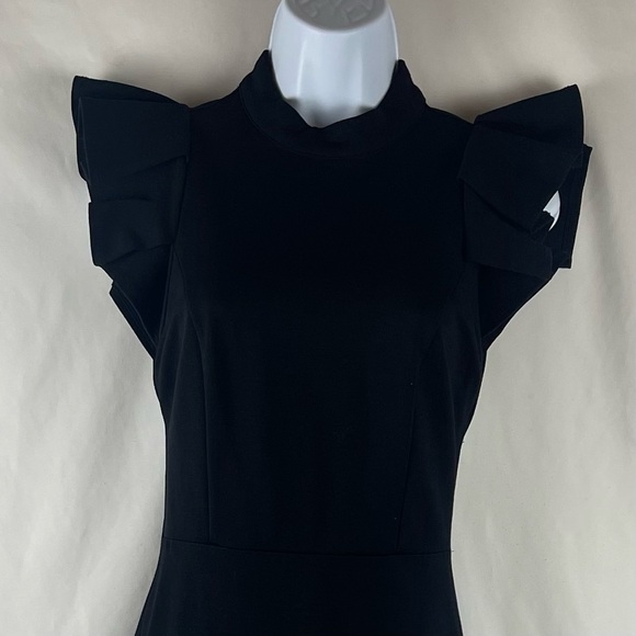 Lulus Black Ruffled Sleeve Midi Dress NWT Size S - Picture 3 of 15